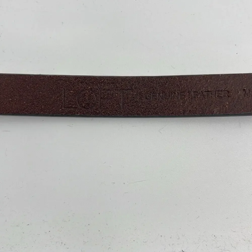 LOFT 100% leather calf hair zebra stripe thin belt sz XS